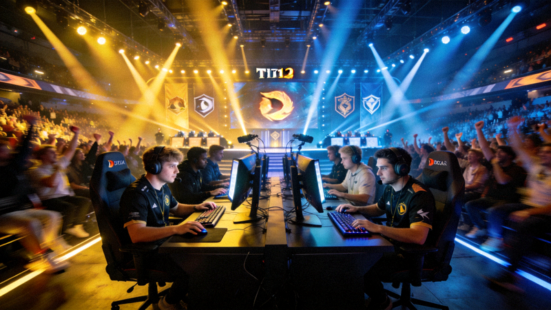 DOTA2国际邀请赛TI13主舞台灯光璀璨，战队激烈对抗
