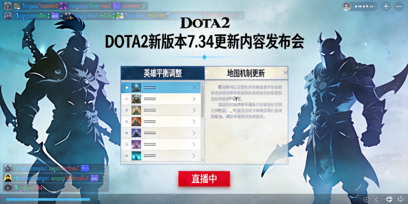 DOTA2新版本7.34更新内容发布会直播画面截图